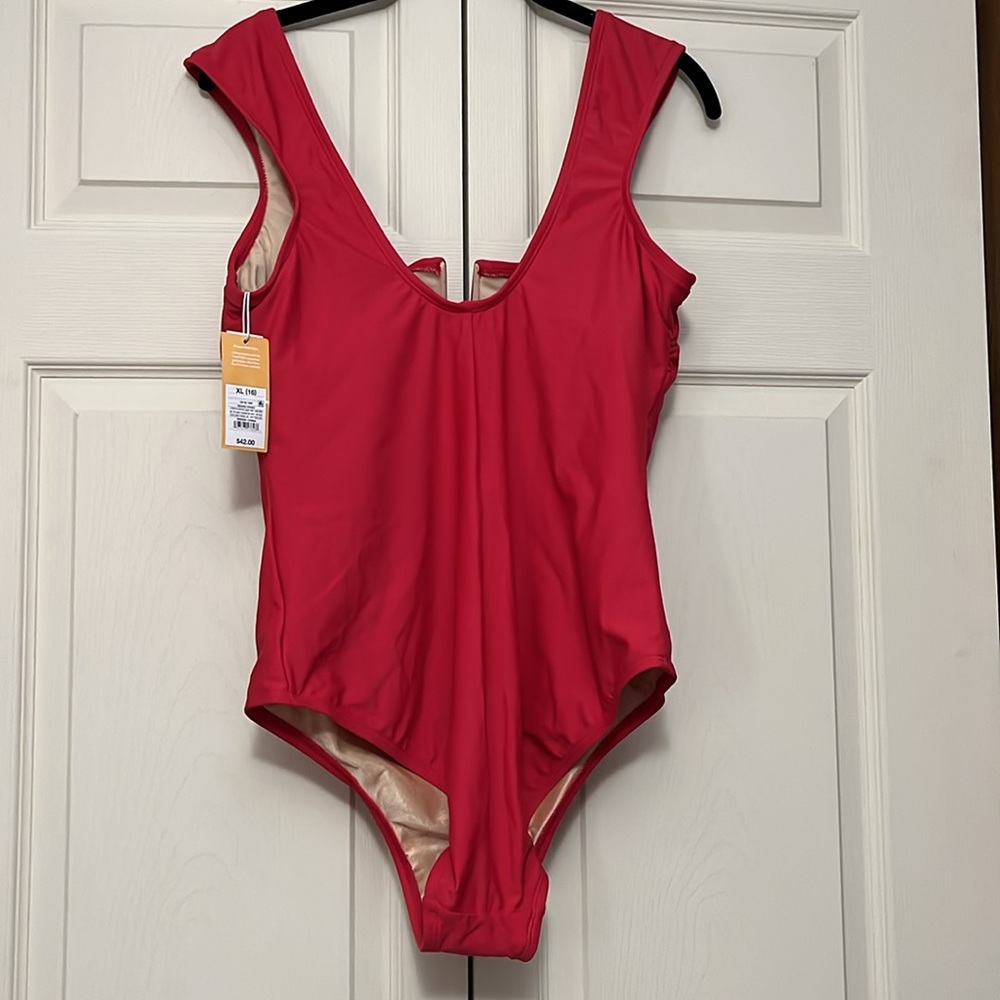 Kona Sol Red one piece bathing suit Size XL (16)